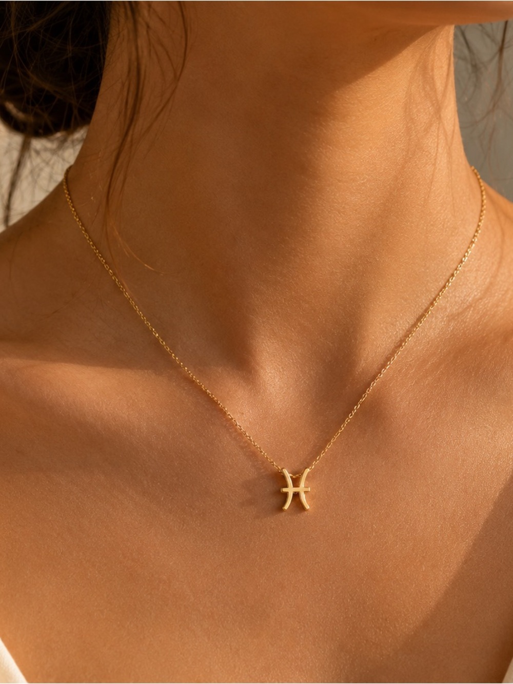 Gold Pisces Zodiac Pendant Necklace - Women Jewelry
